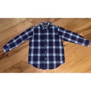GAP KIDS BOYS NAVY & PURPLE PLAID BUTTON DOWN SHIRT SIZE 8 EXCELLENT COND LD8
